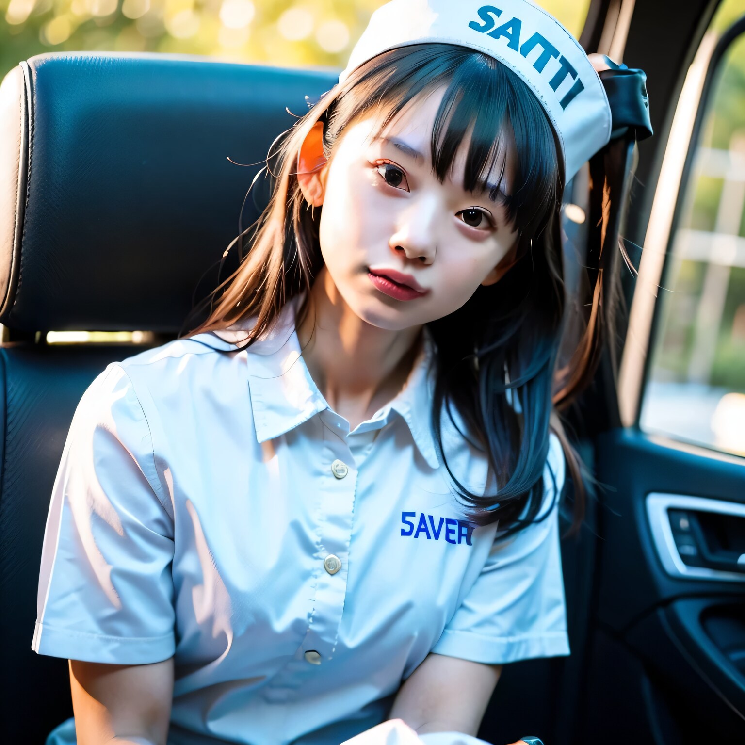 黒髪ロングで車内の美女１４ | の人気AIイラスト・グラビア