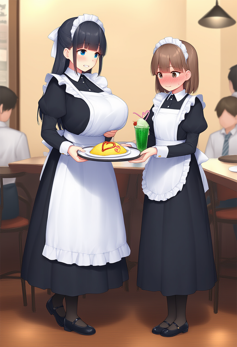 同僚の子も憧れる黒髪メイドカフェ店員のお姉さん