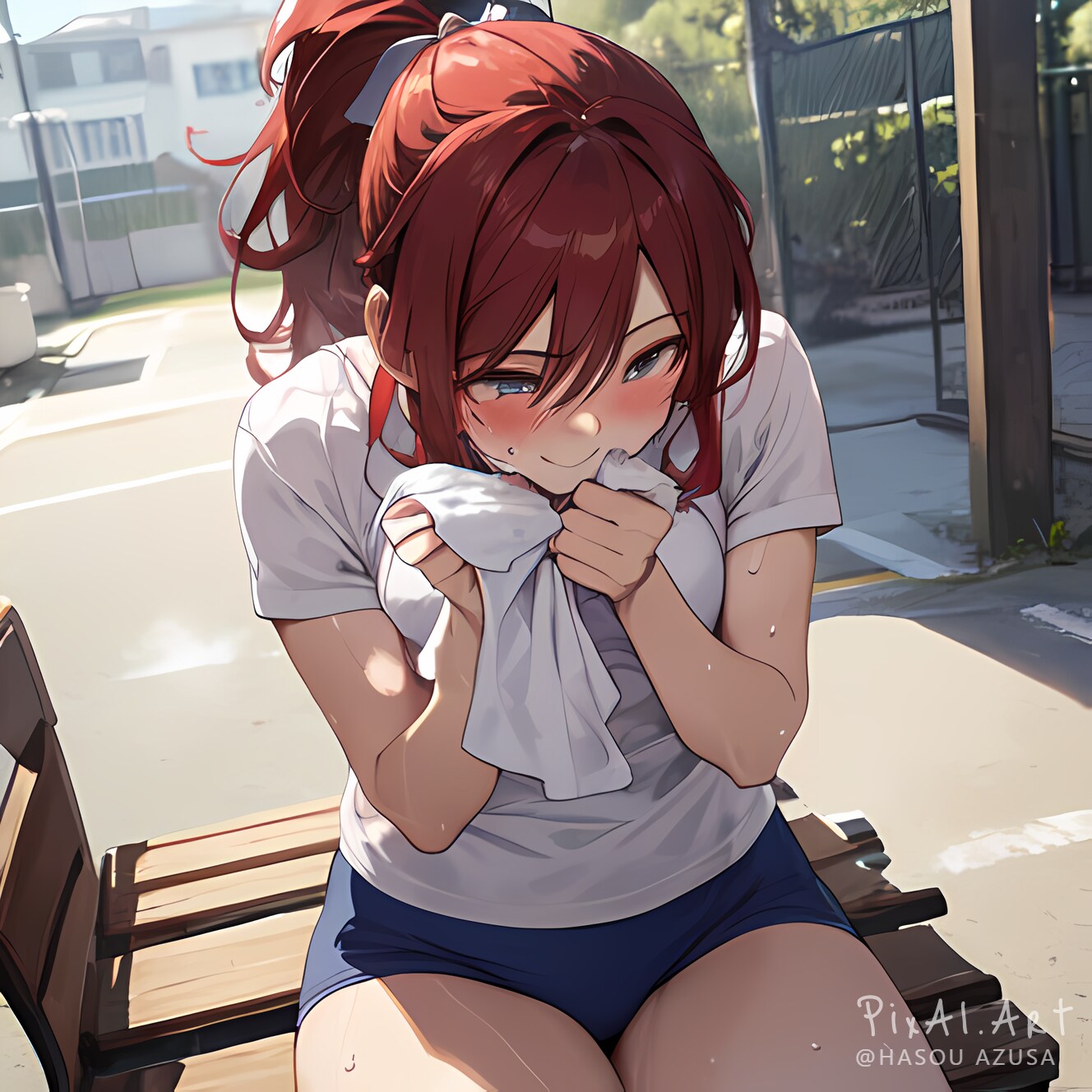 （えへへ・・・汗くさくないよね・・・大丈夫だよね）