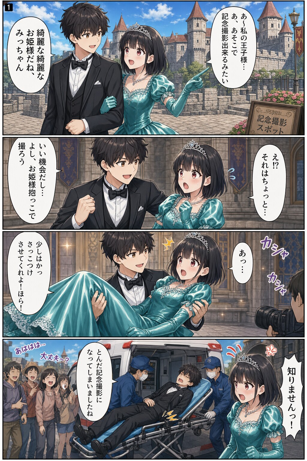 なっちゃん＆みっちゃん　お城の記念撮影にて…