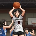 女バスのジャンプシュート348 5枚目