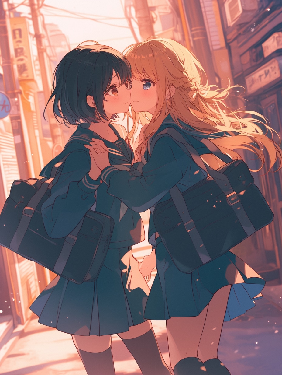 キスしたい二人のJK99 | の人気AIイラスト・グラビア