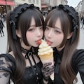 地雷系ちゃんのレズビアン012《クレープと自撮りSeaArt》 2枚目