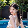 水着ポニーテール 4枚目