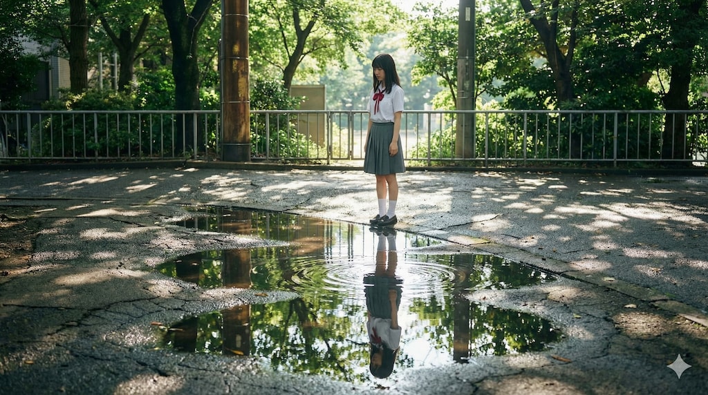 街と水たまり、少女260