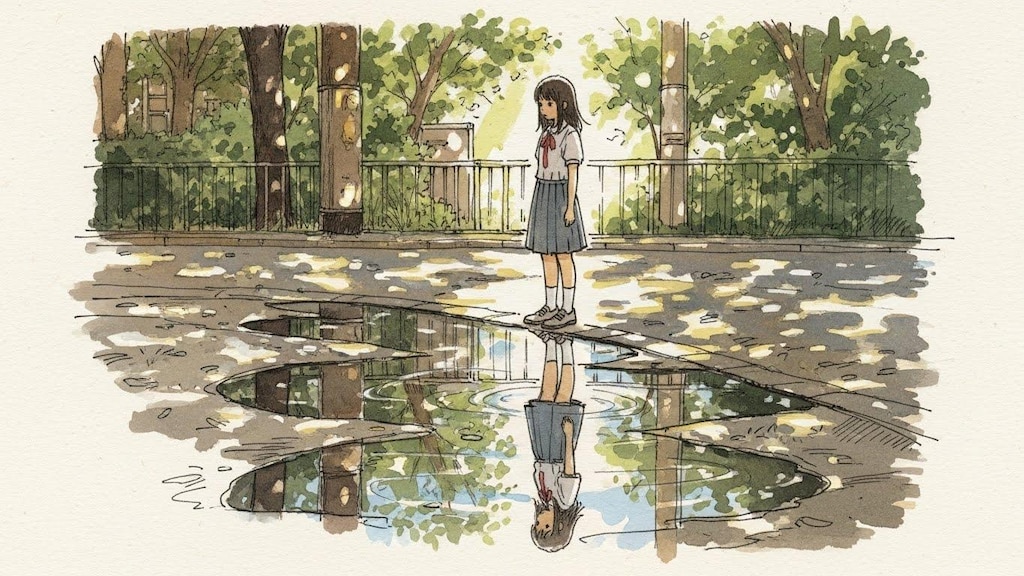 街と水たまり、少女260