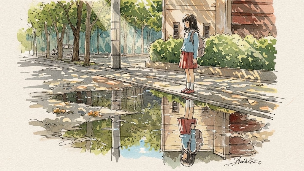 街と水たまり、少女260