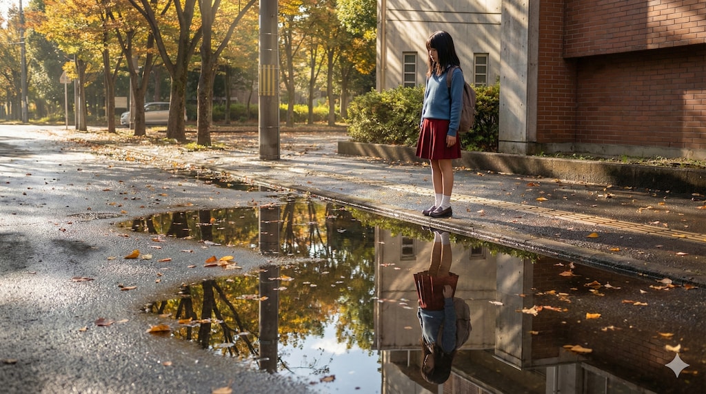 街と水たまり、少女260