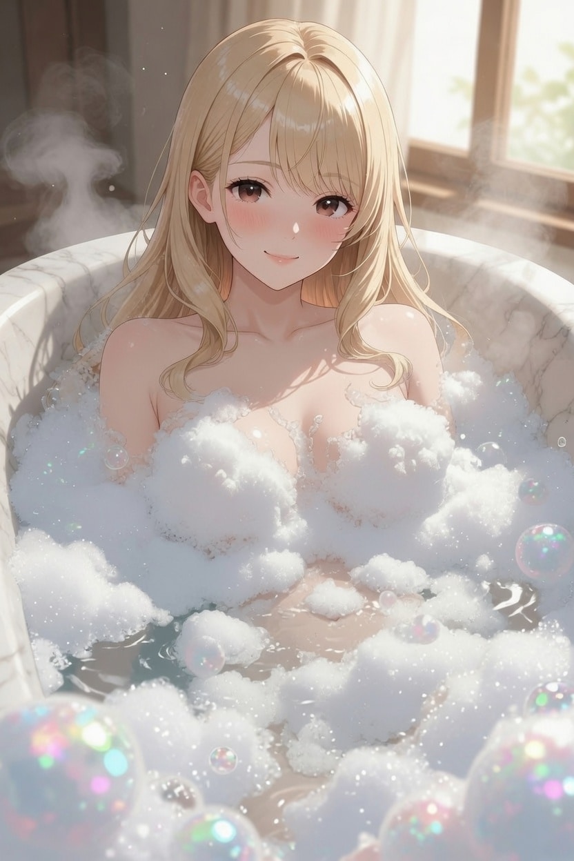 朝から泡風呂