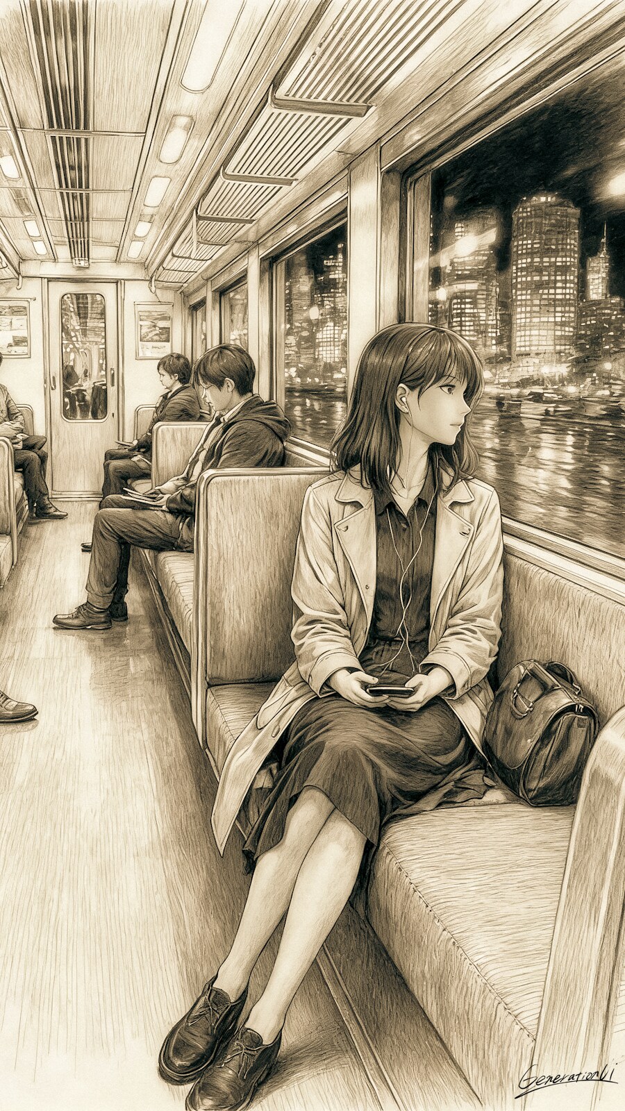 夜景とイヤホンと、少しの孤独／スマホ壁紙アーカイブ