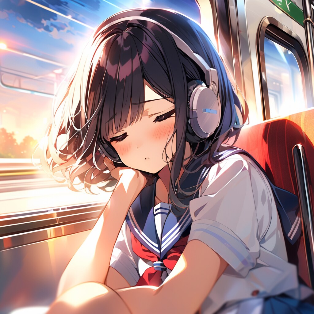 電車で寝ちゃった | の人気AIイラスト・グラビア