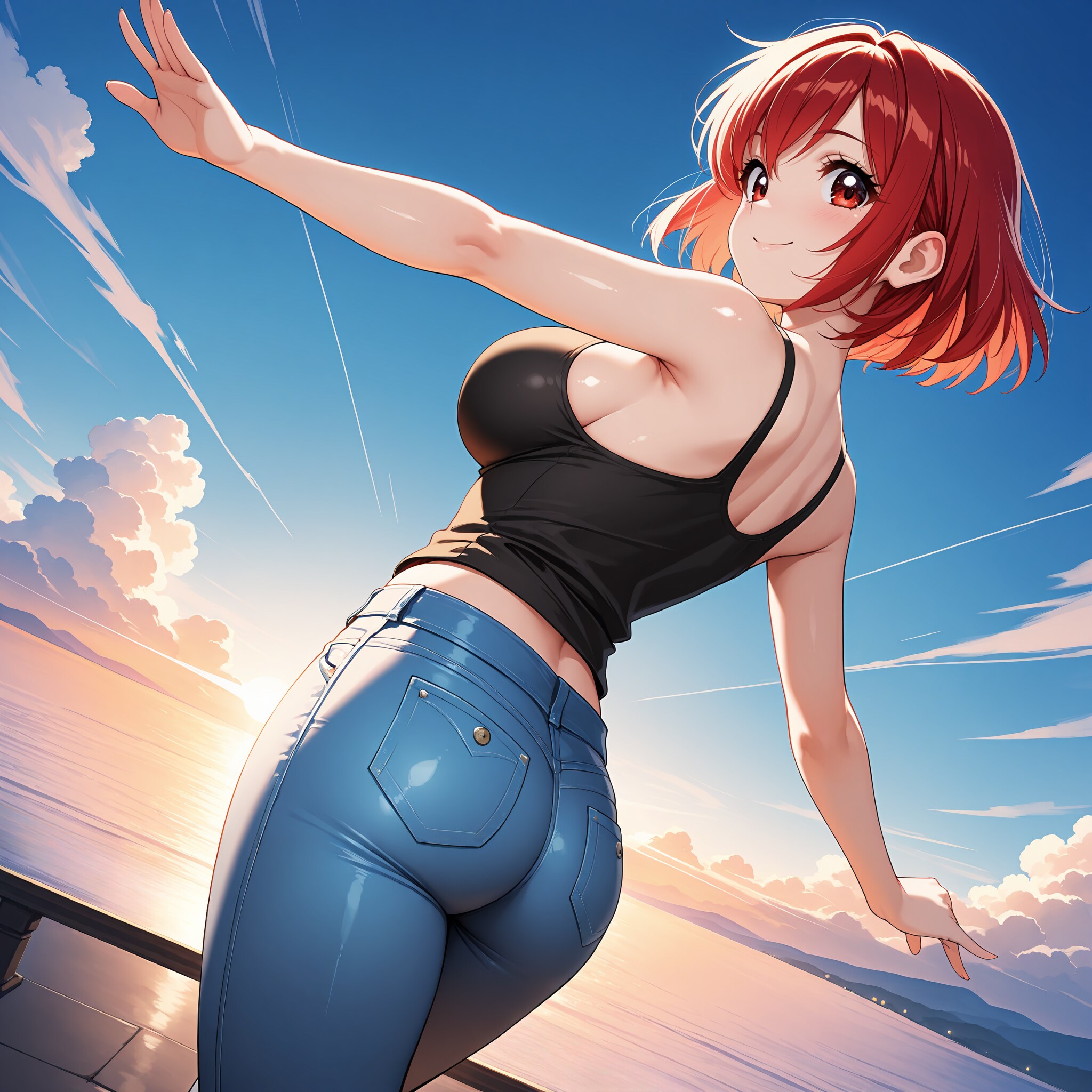 海辺ではしゃぐガテンちゃん
