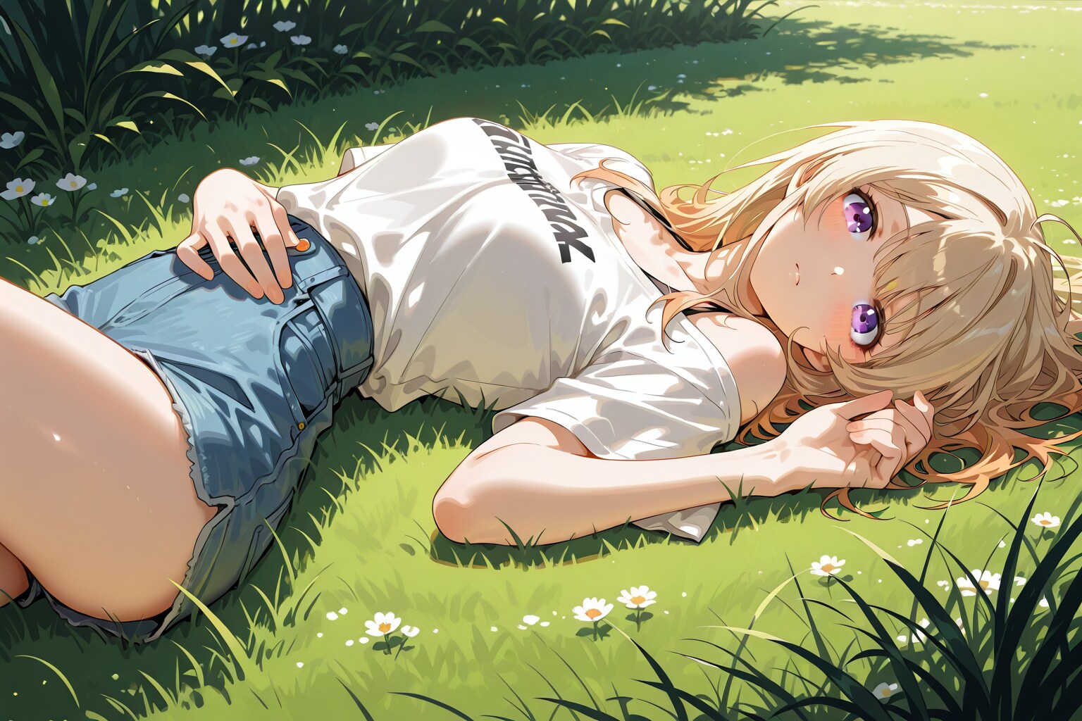 寝転ぶ少女
