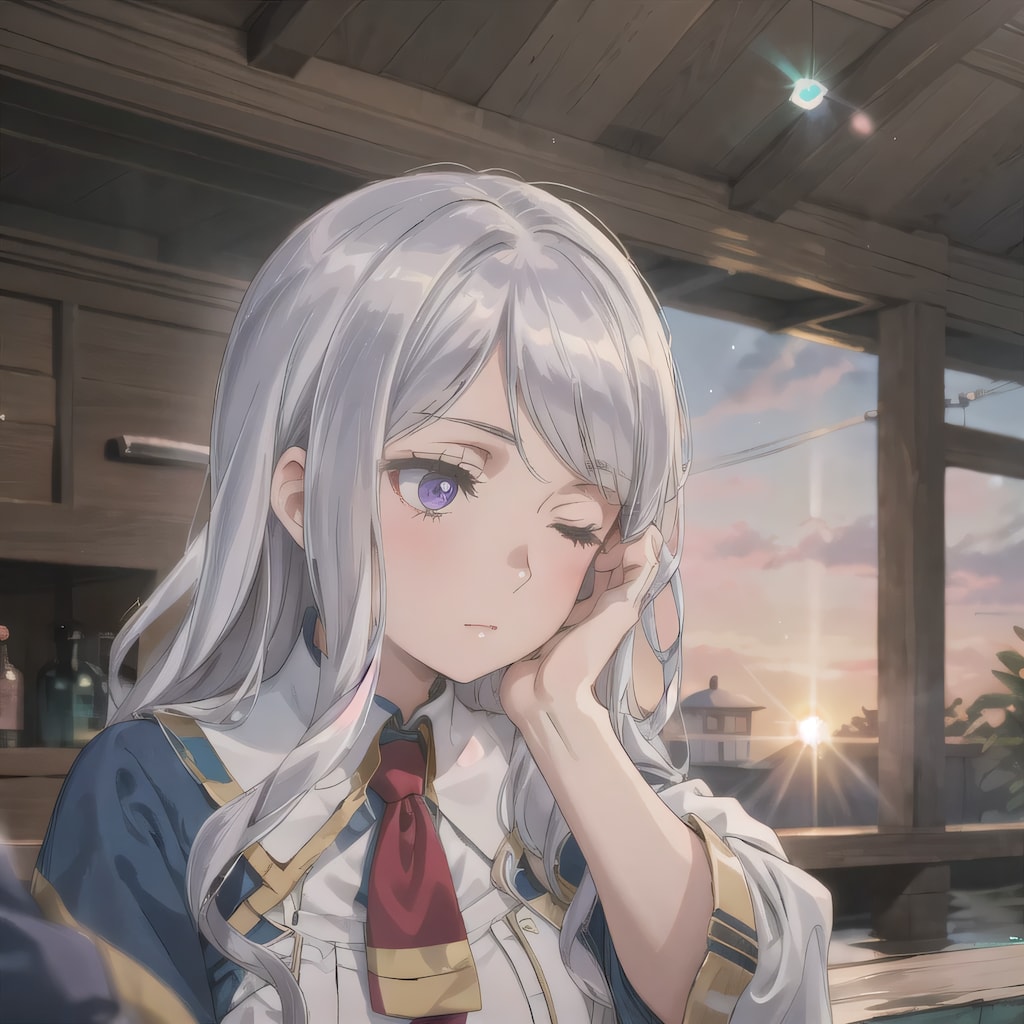 銀髪ロングでブレザーの少女１３