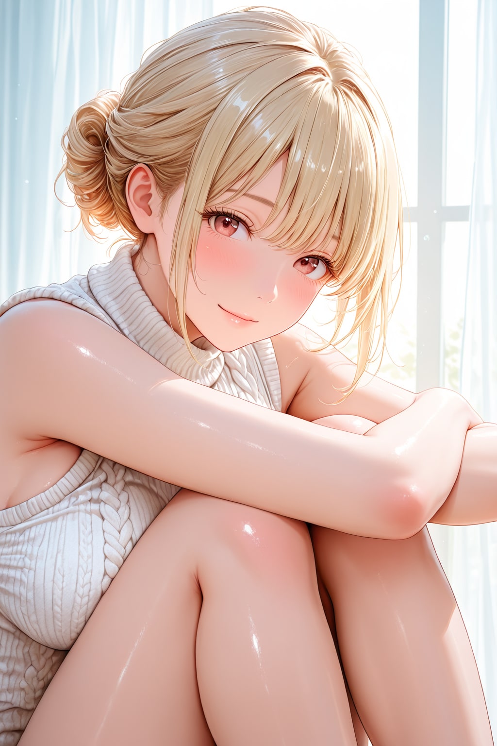 白リブニット