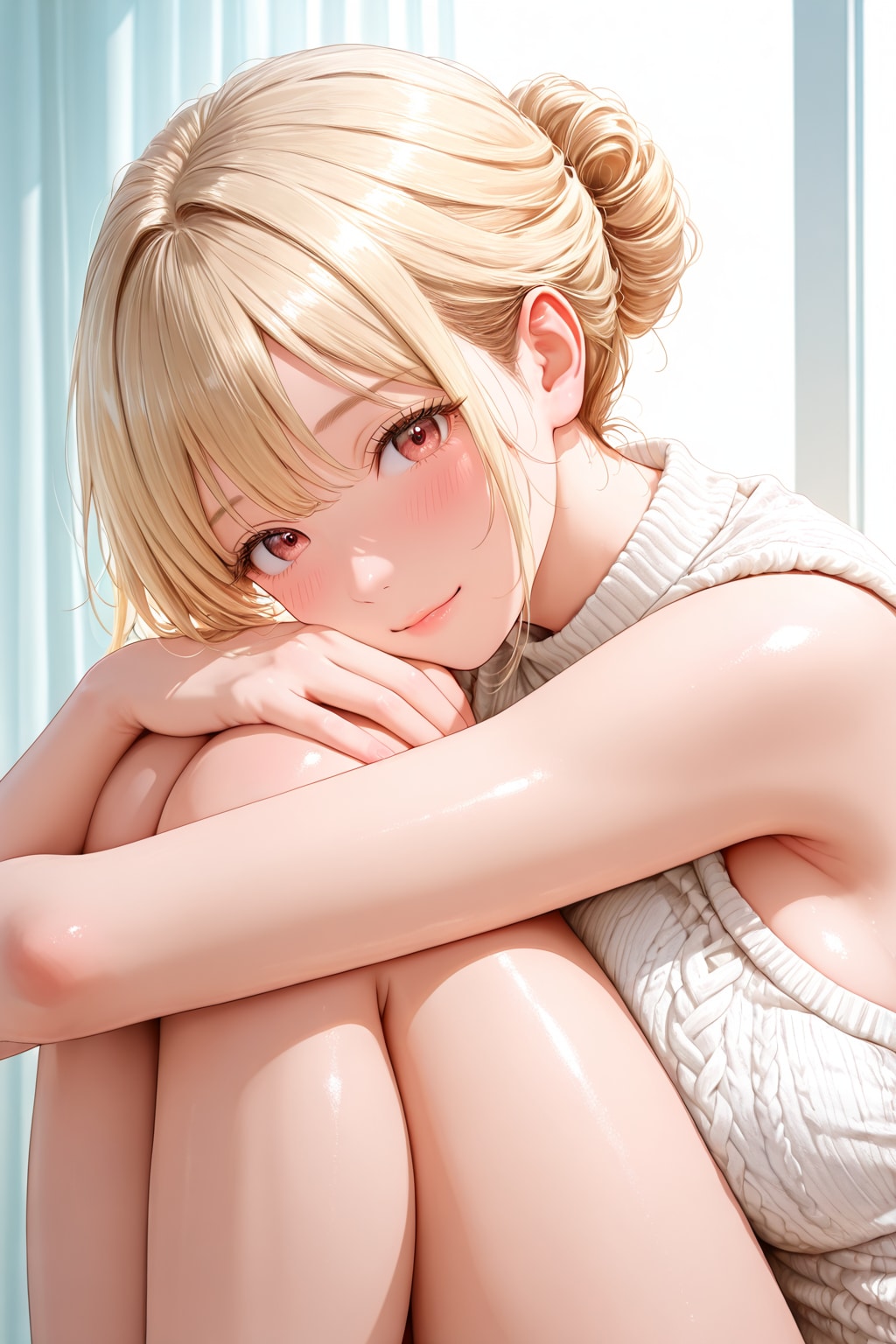 白リブニット