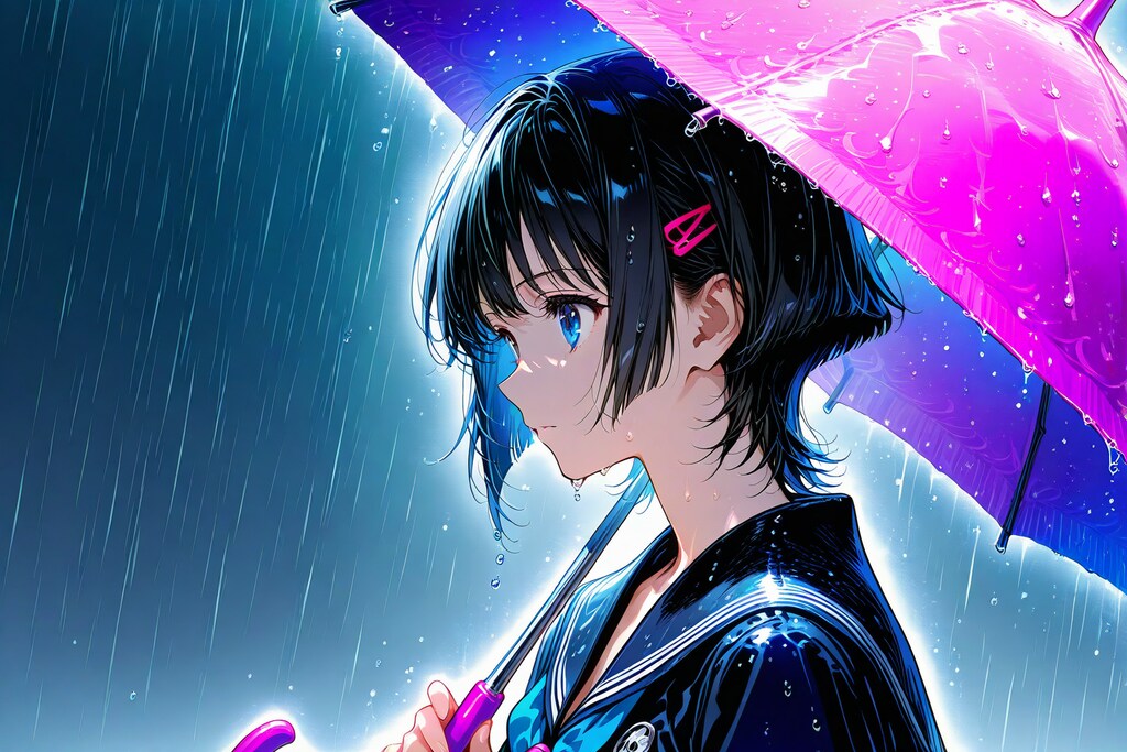 雨に濡れてたら派手な傘渡された・・