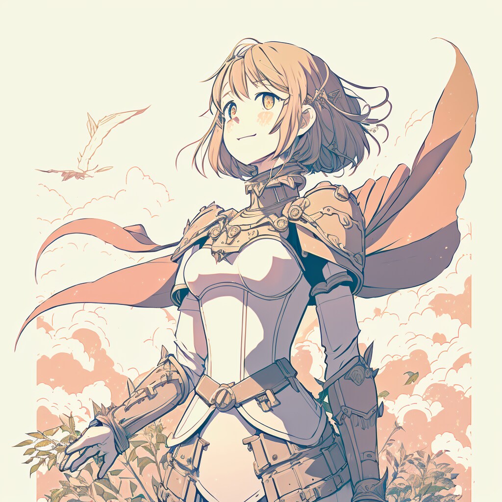 微笑みながら空を見上げる美少女騎士