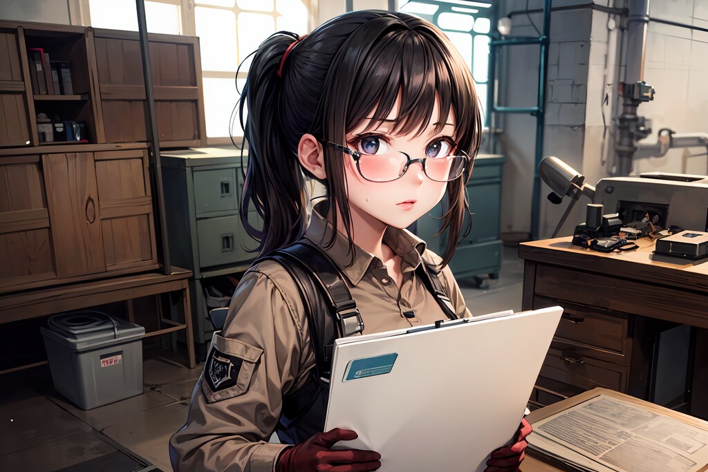 現場で働く女の子（３枚）