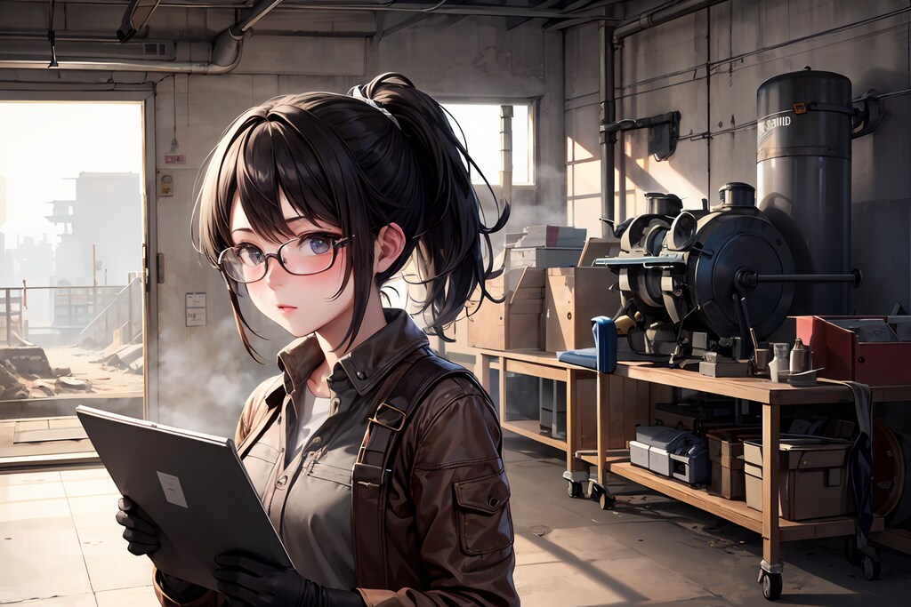 現場で働く女の子（３枚）