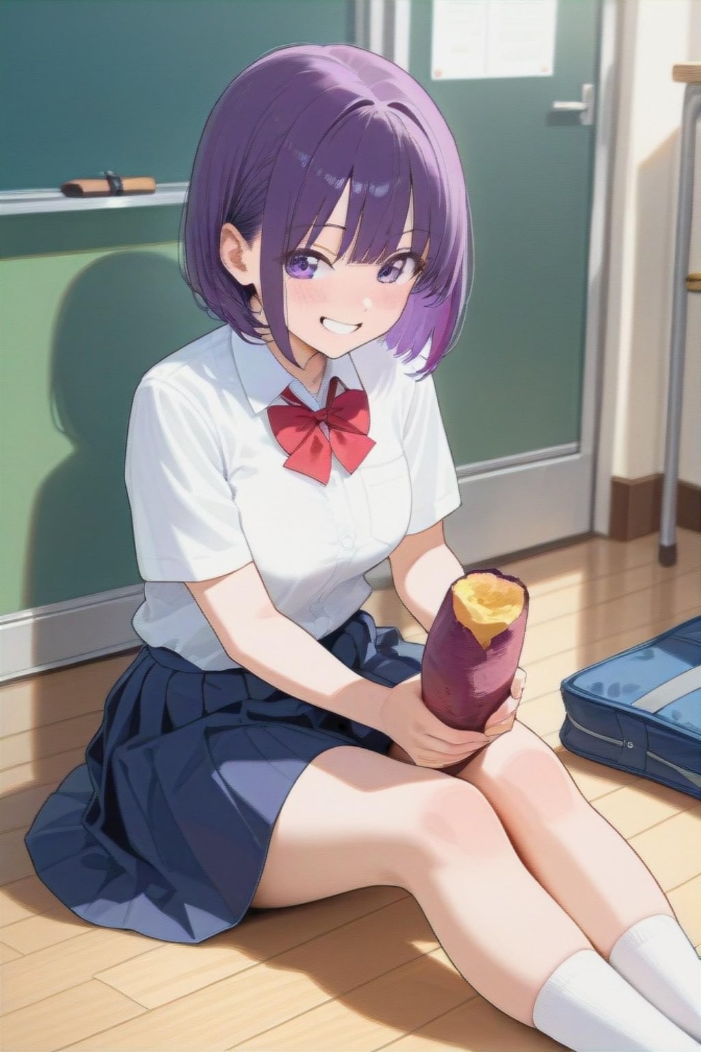 焼き芋と紫髪ちゃん