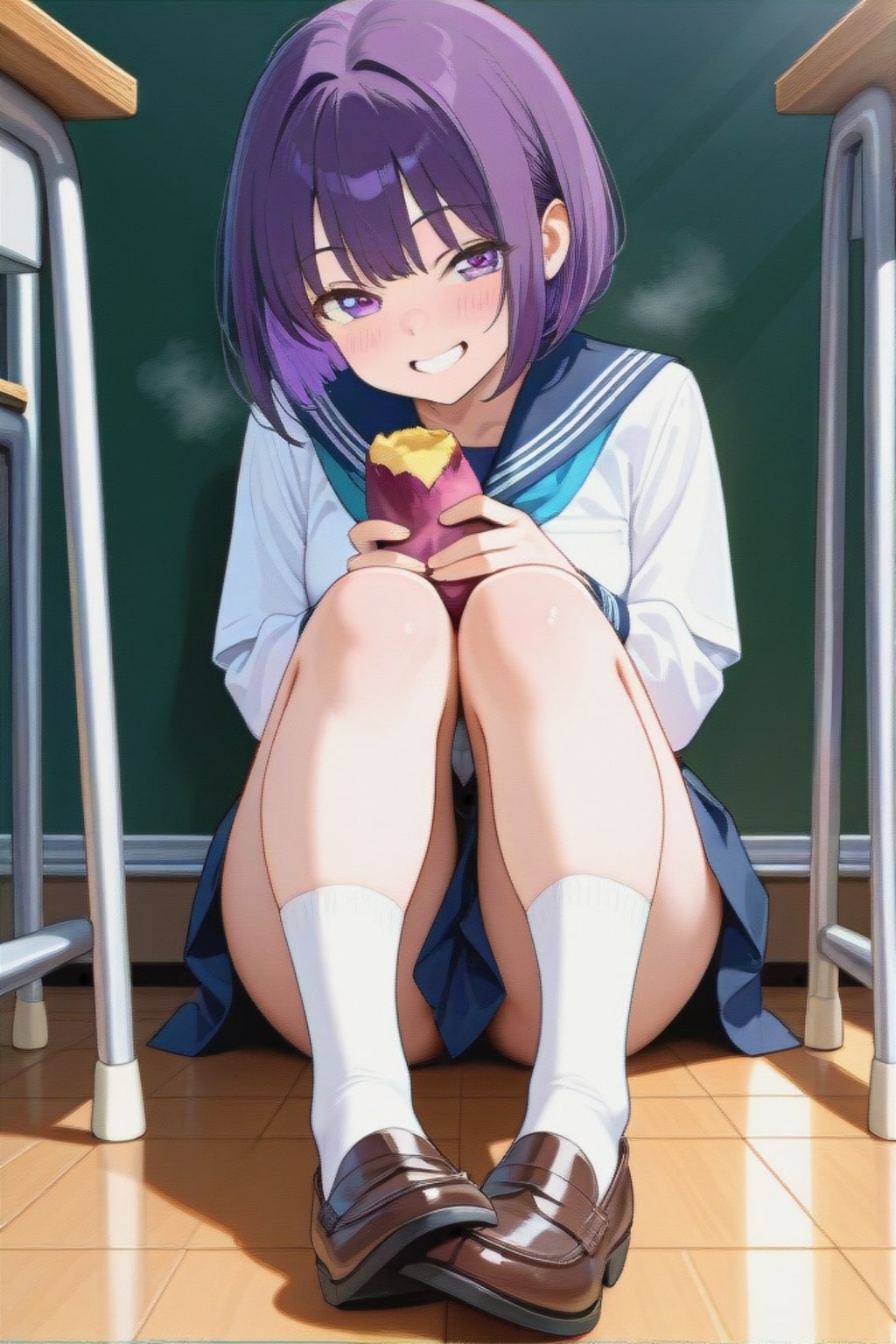 焼き芋と紫髪ちゃん