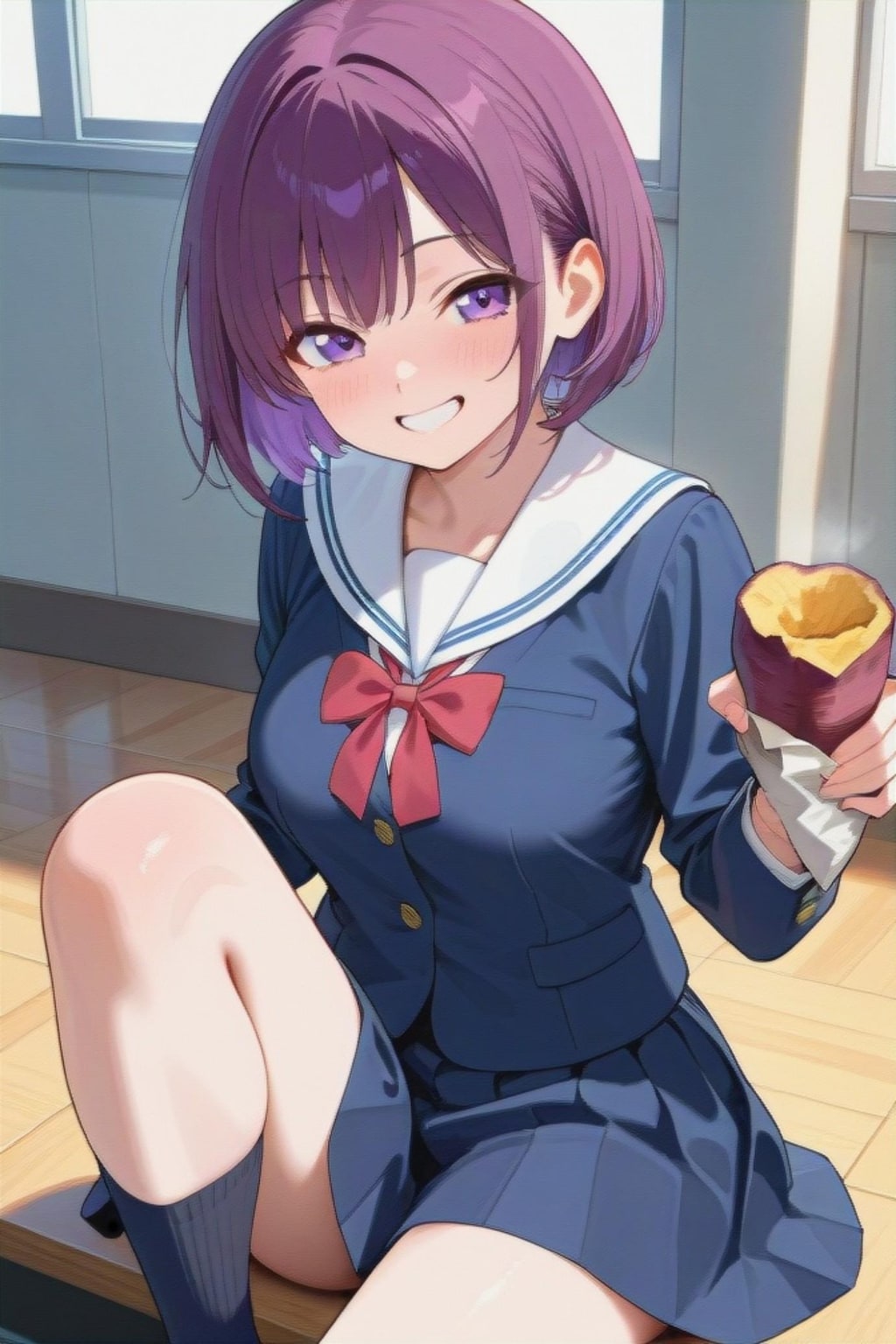 焼き芋と紫髪ちゃん