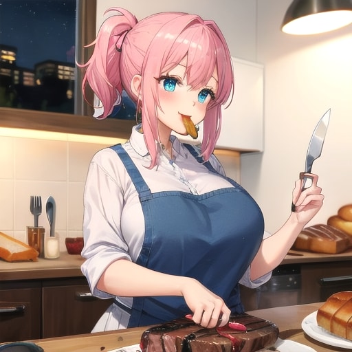 優乃、今夜はステーキ…。 | の人気AIイラスト・グラビア
