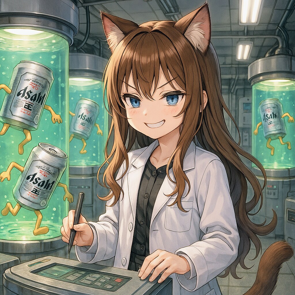 ビール缶培養施設の小さな女の子