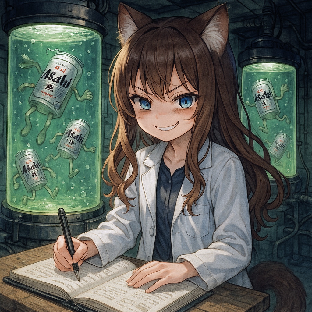 ビール缶培養施設の小さな女の子