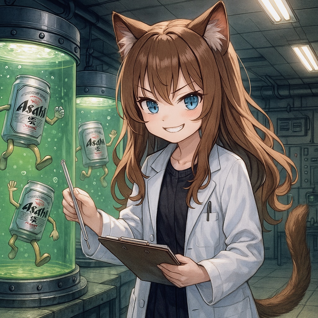 ビール缶培養施設の小さな女の子