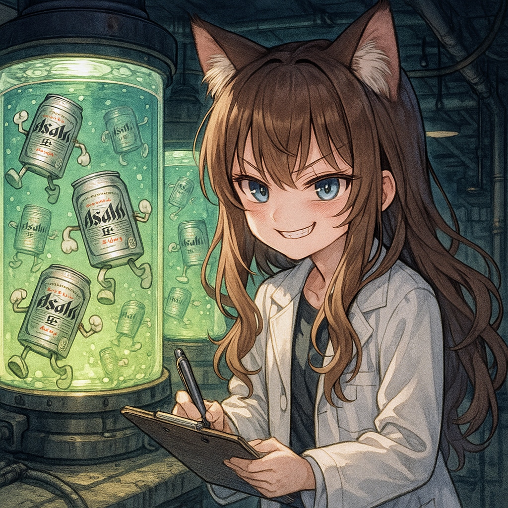 ビール缶培養施設の小さな女の子