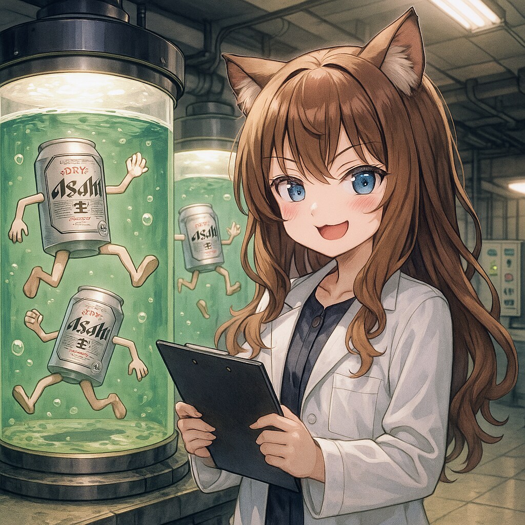 ビール缶培養施設の小さな女の子