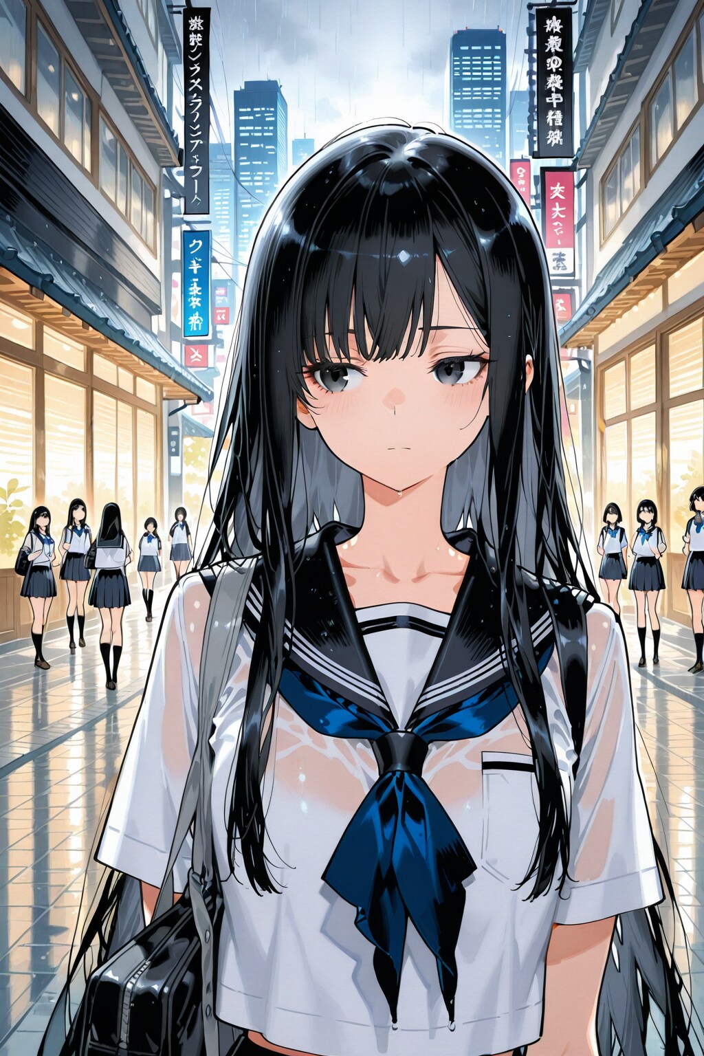 雨に濡れて