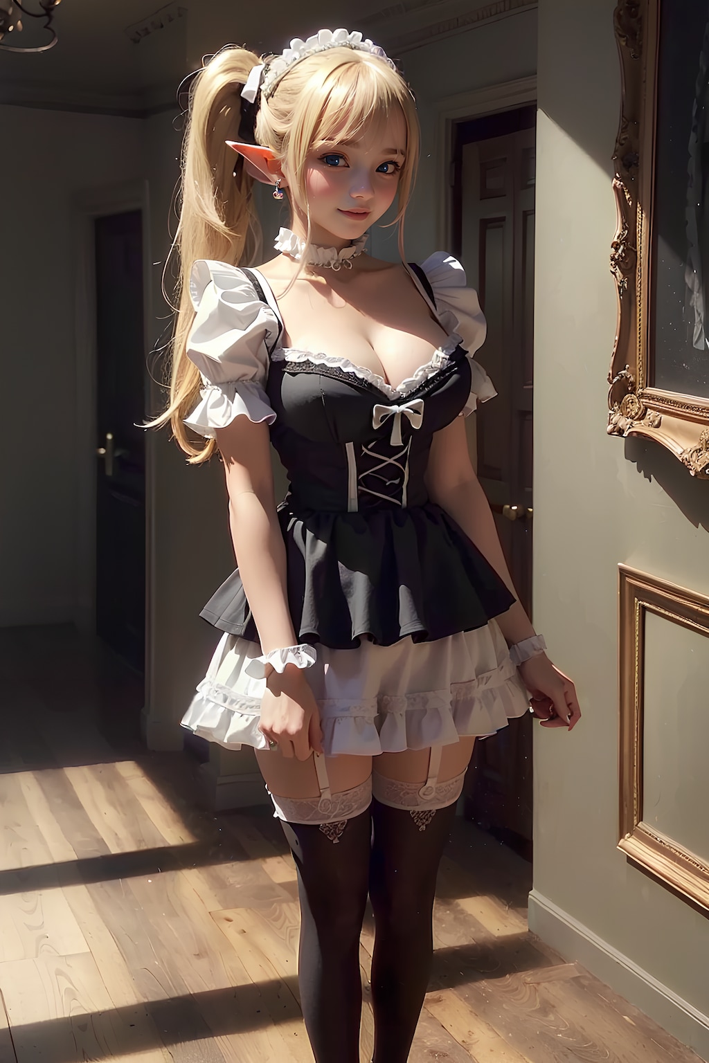 パツキン巨乳エルフメイド