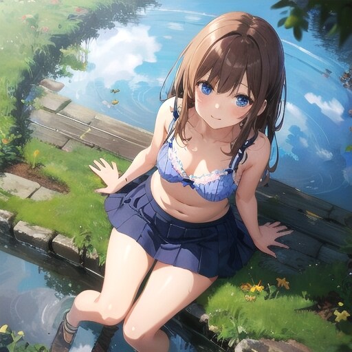 水辺で涼む少女 | の人気AIイラスト・グラビア