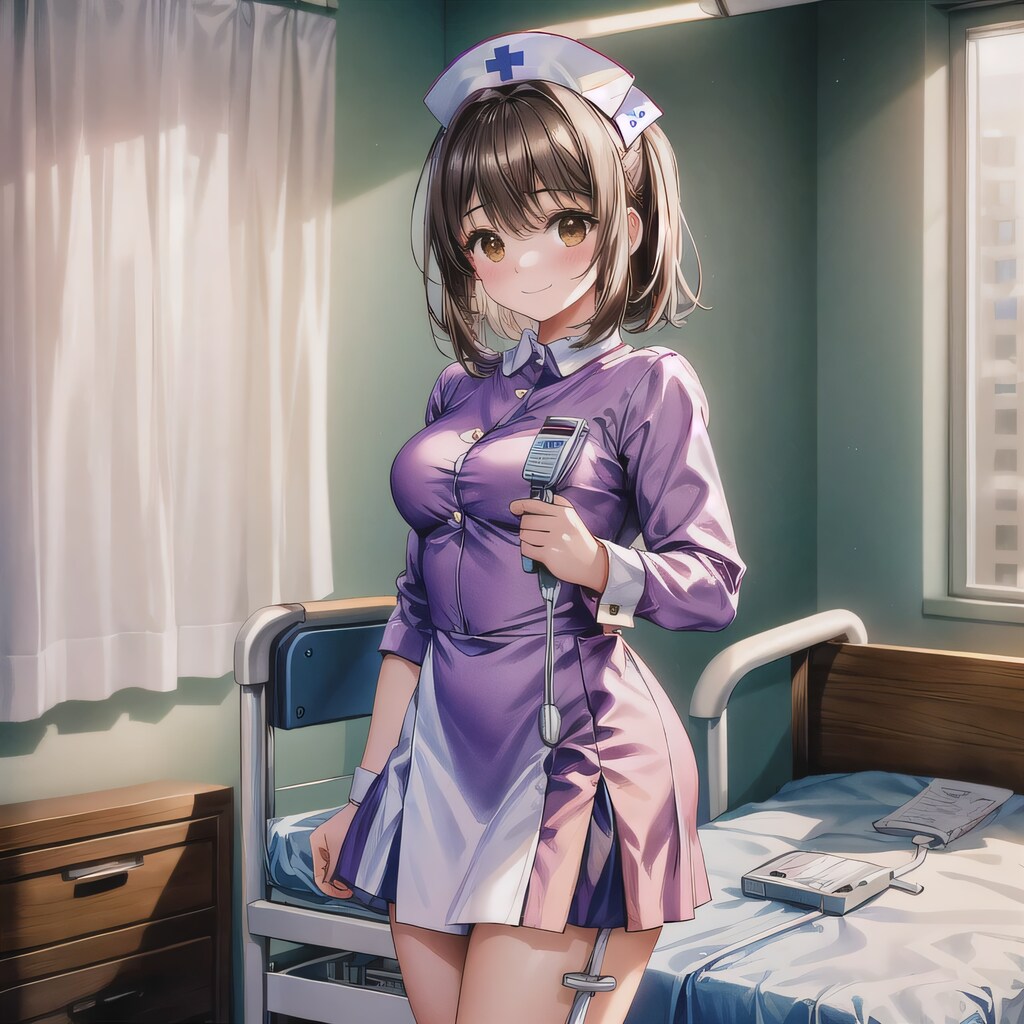 茶髪ボブで看護服の少女４