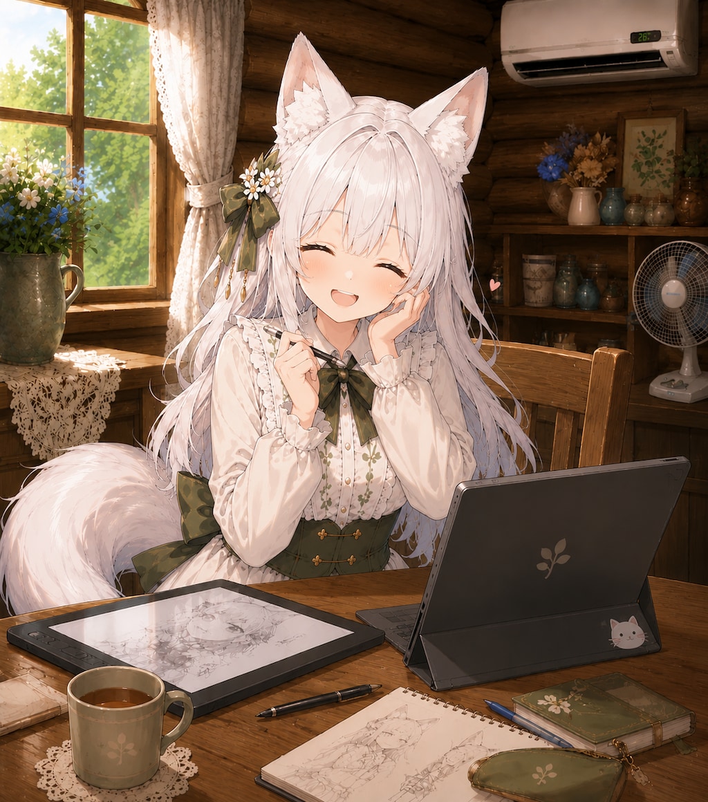 お絵描きしてるココロちゃん！