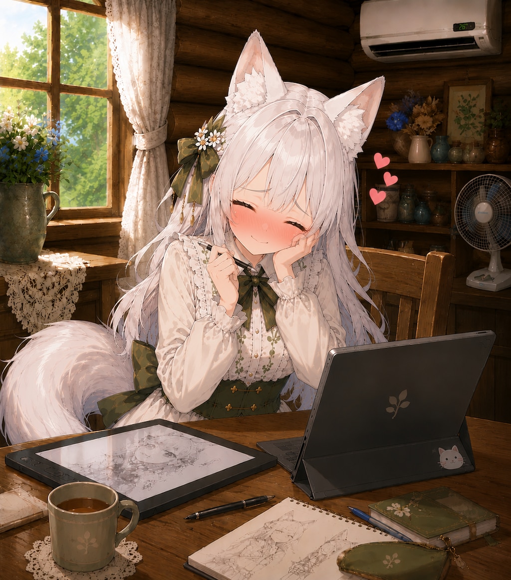 お絵描きしてるココロちゃん！