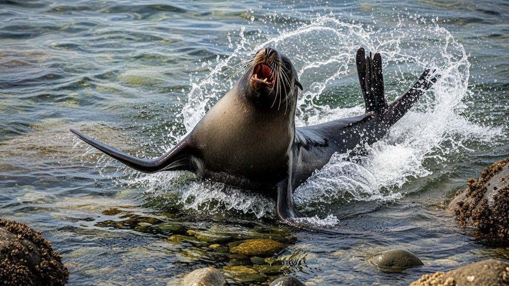 アザラシがハイテンションで可愛らしくじたばたしている