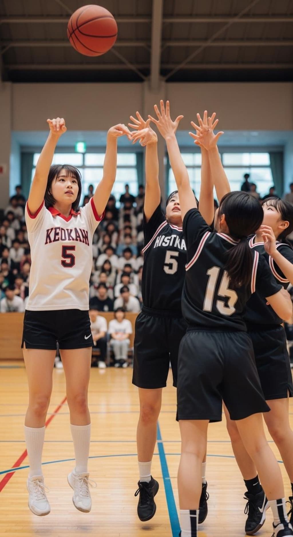 女バスのジャンプシュート366