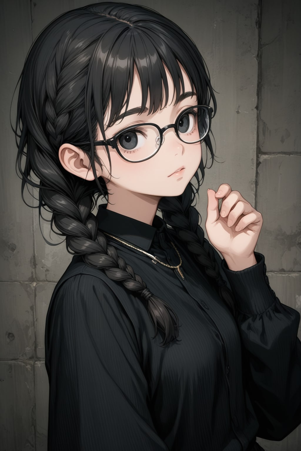 黒髪地味子の眼鏡三つ編み