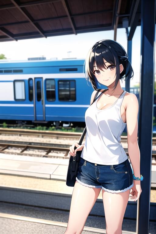 駅で待ち合わせ | の人気AIイラスト・グラビア