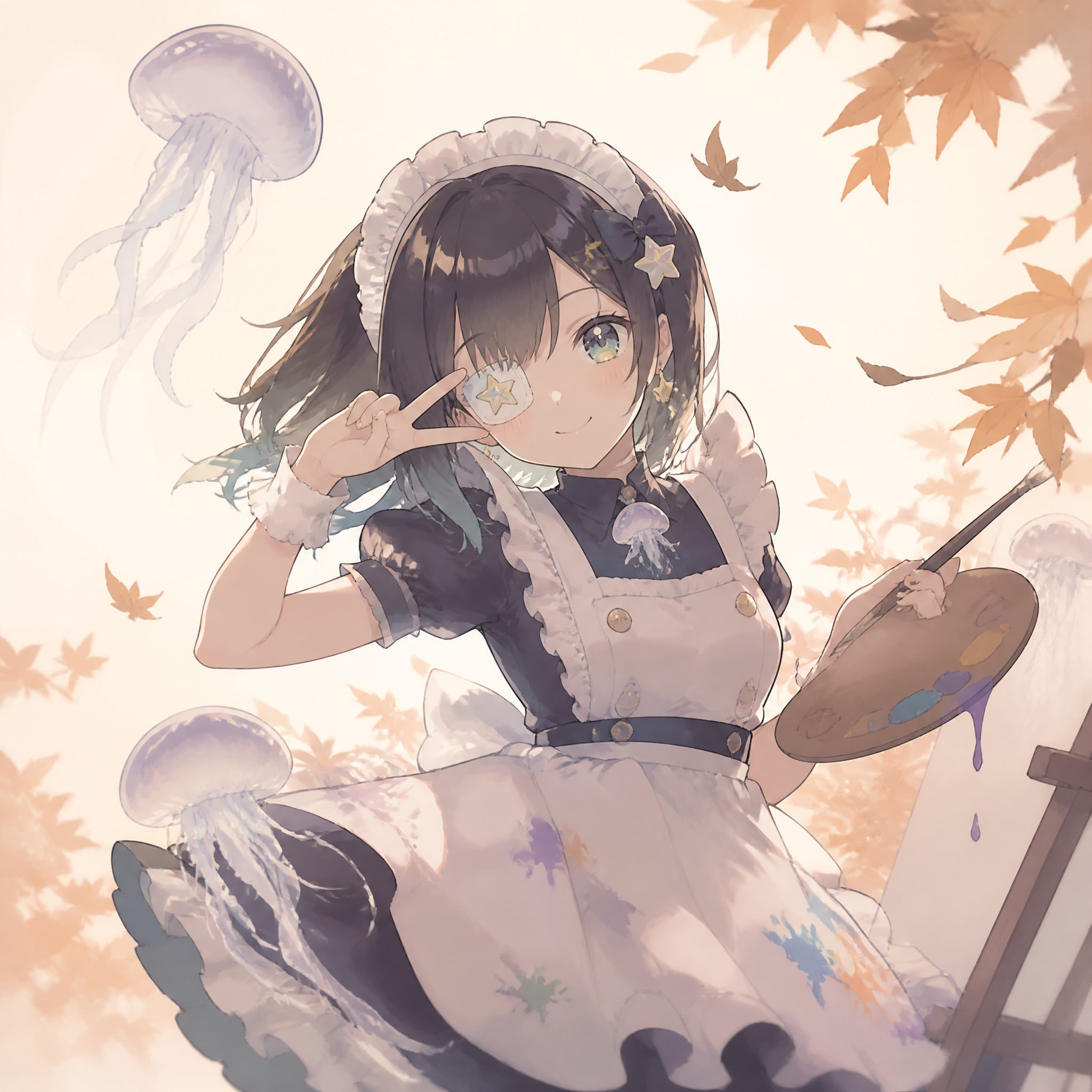 芸術の秋、空飛ぶクラゲ、はっぴーピース（１）３時のアイドル　GPTimages2.0 | の人気AIイラスト・グラビア
