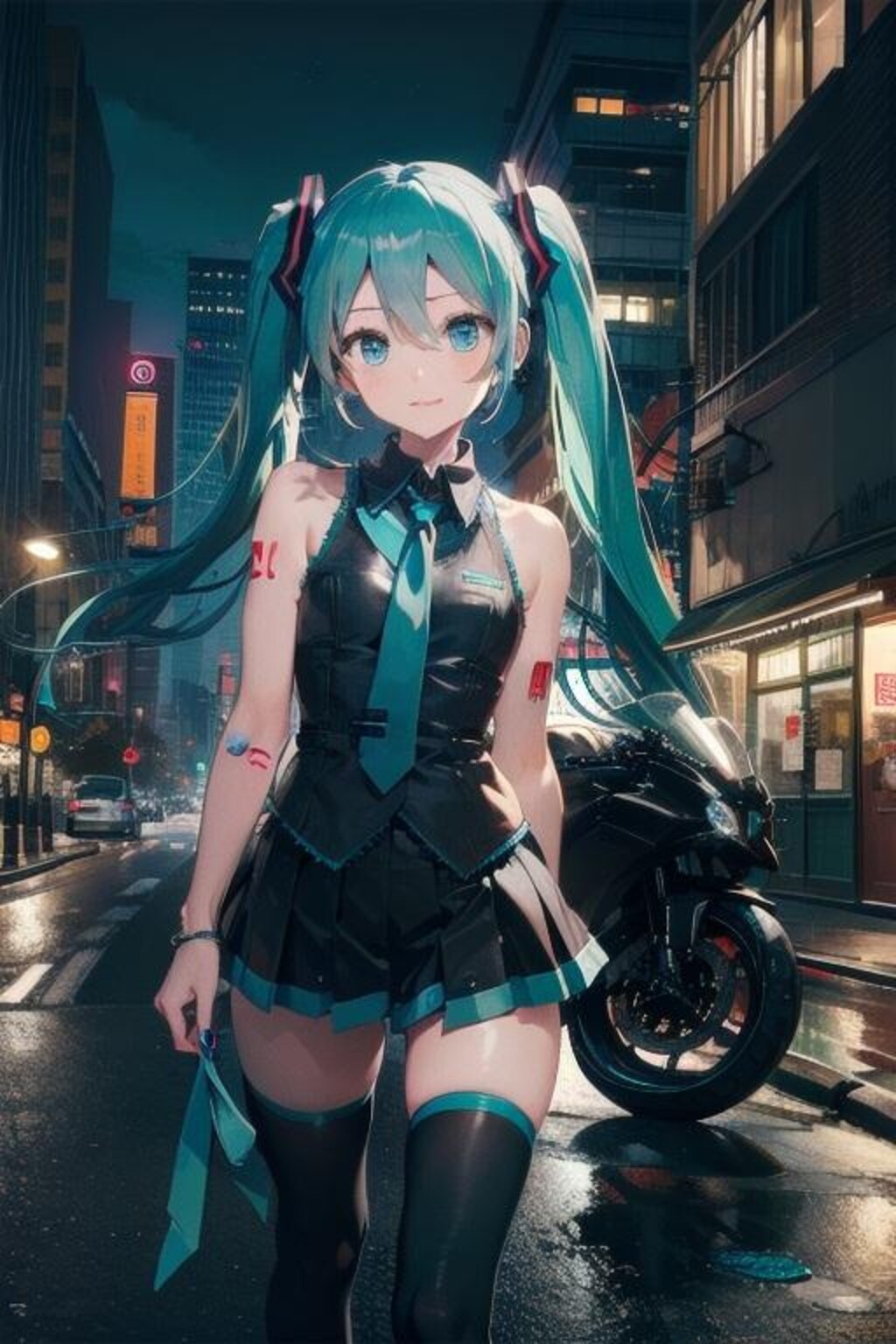 夜のミク　PixAI