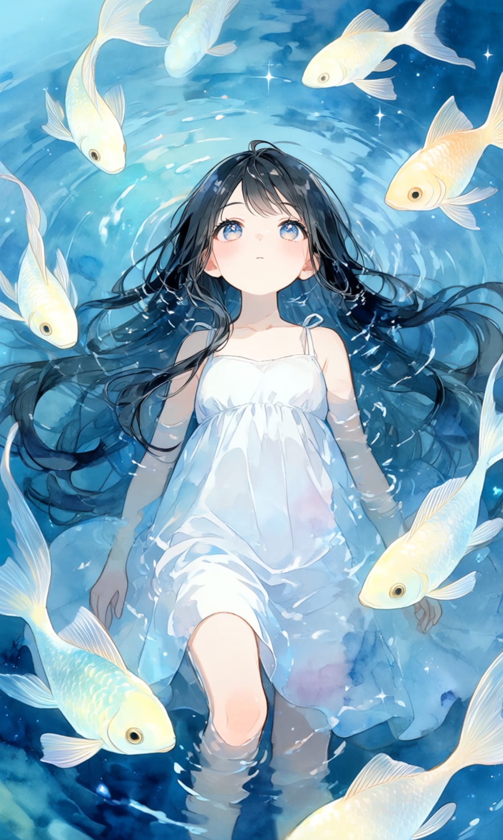 湖に浮かぶ少女