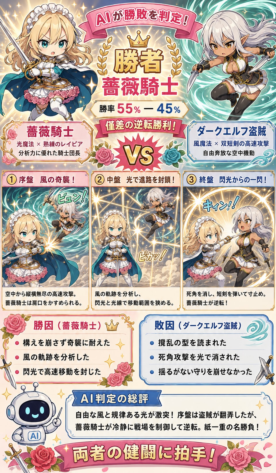 薔薇騎士VSダークエルフ盗賊