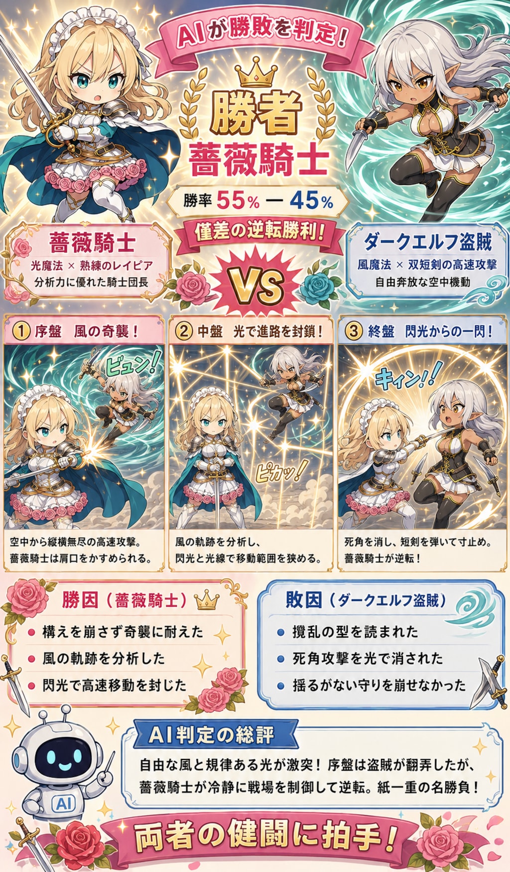 薔薇騎士VSダークエルフ盗賊