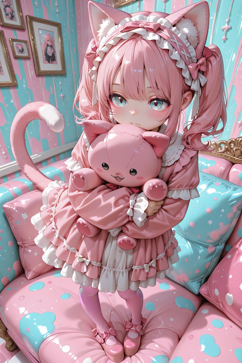 LATTEで猫耳ピンクちゃん　41/100 | の人気AIイラスト・グラビア