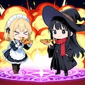 ピザ魔法を完成させたメイドさんといつもの魔女さん 3枚目